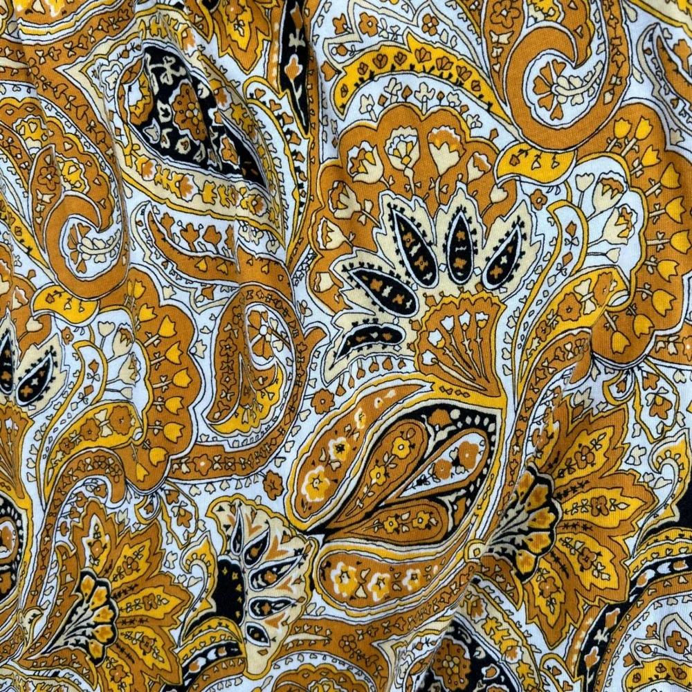Michael Kors Paisley Blouse Womens Size M Yellow Boho‎ Chic Peasant Cottage
